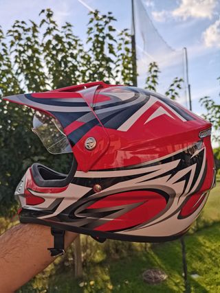 Casco de moto todoterreno rojo talla XL (61-62)