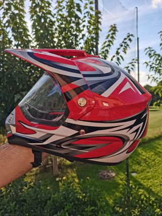 Casco de moto todoterreno rojo talla XL (61-62)