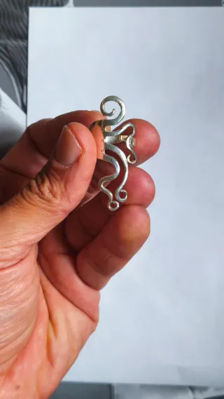 Anello argento 925 vintage mezzo dito onde