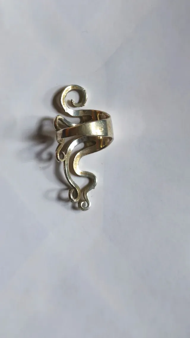 Anello argento 925 vintage mezzo dito onde