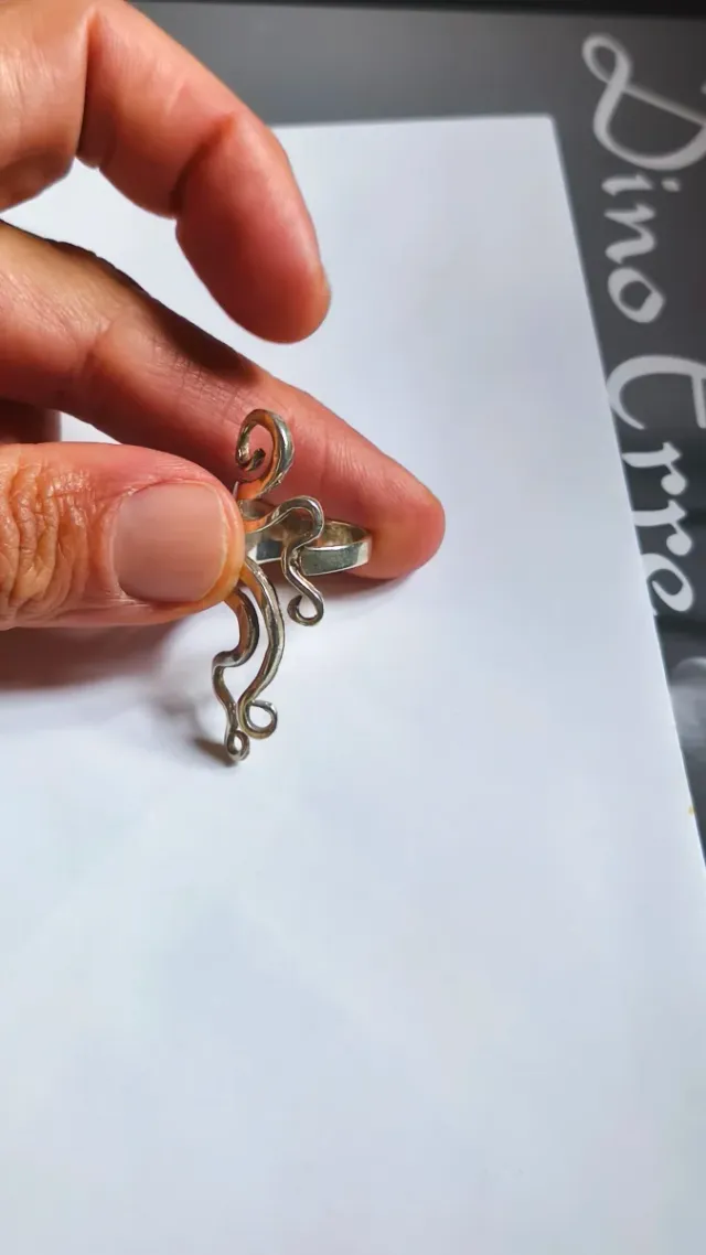 Anello argento 925 vintage mezzo dito onde