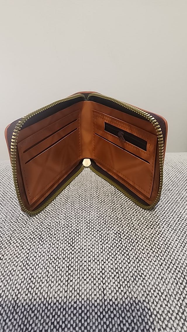 Billetera de cuero sintético con cremallera