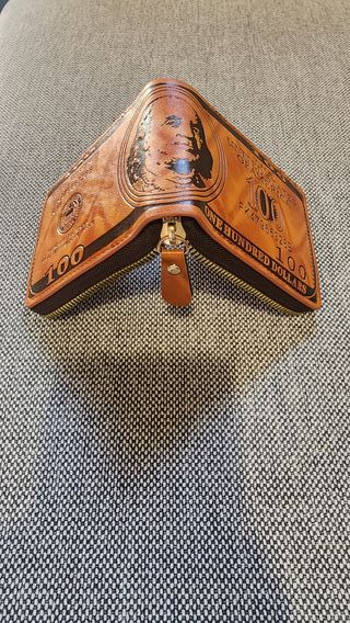 Billetera de cuero sintético con cremallera