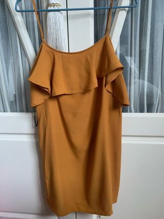 Top tirantes mostaza volantes talla L