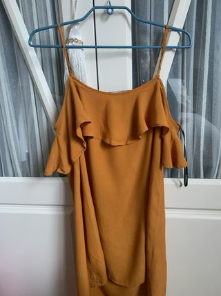 Top tirantes mostaza volantes talla L