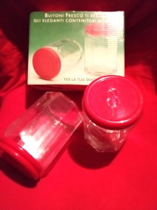 Set di 2 barattoli, in vetro con coperchio ,