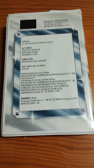 VHS EV 1983 El Retrato de Dorian Gray original