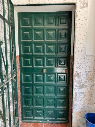 Puerta y reja de hierro.