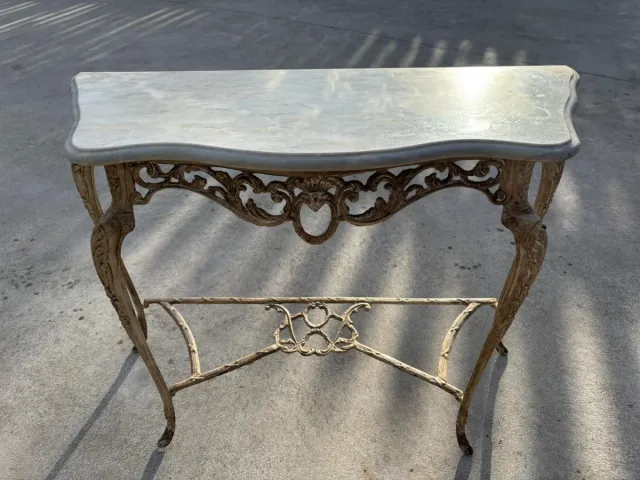 Consola entrada casa de hierro envejecido y mármol