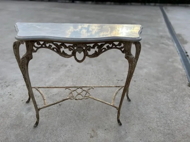 Consola entrada casa de hierro envejecido y mármol