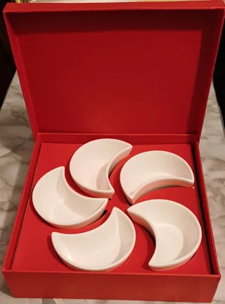 Set 5 antipastiere ceramica forma luna, mai usate