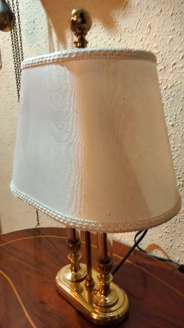 ANTICA LAMPADA DA TAVOLO BANCHIERE IN CRISTALLO E BRONZ