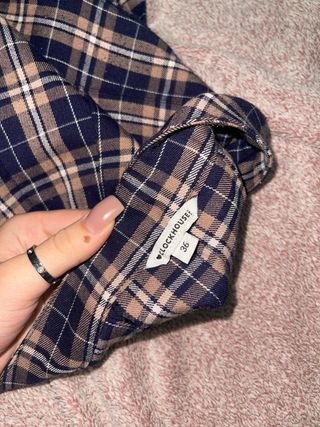 Falda de cuadros azul y beige