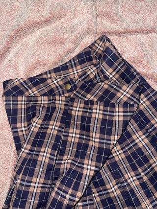 Falda de cuadros azul y beige