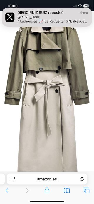 Gabardina bicolor nueva