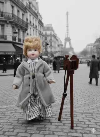 Bambola con macchina fotografica