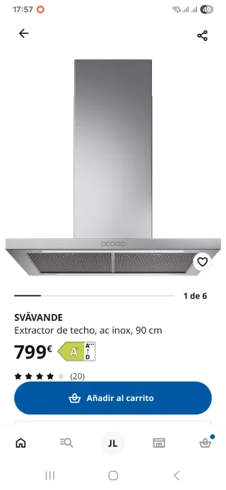 Campana extractora techo y placa de inducción