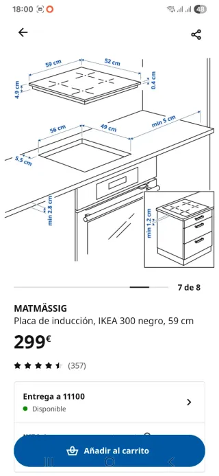 Campana extractora techo y placa de inducción