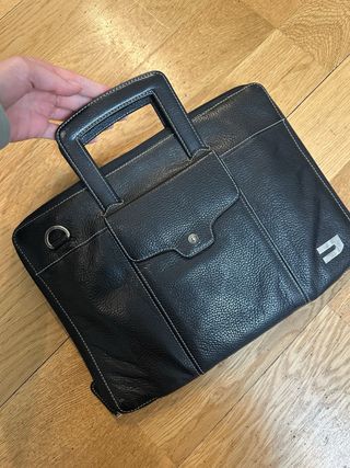 Bolso piel documentos/tablet negro