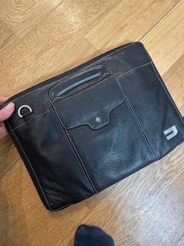 Bolso piel documentos/tablet negro