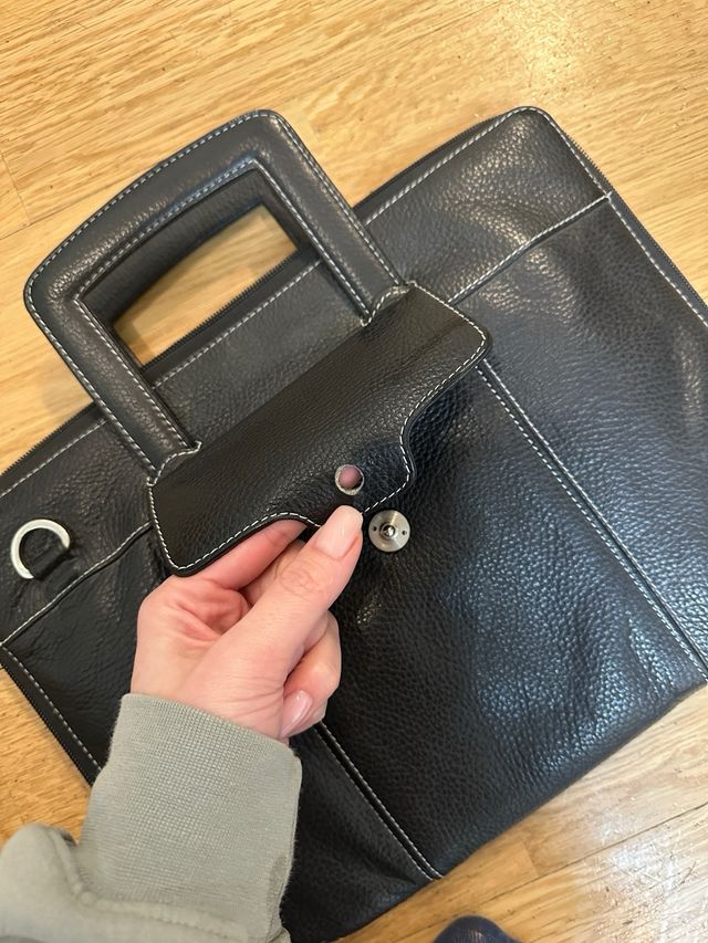 Bolso piel documentos/tablet negro