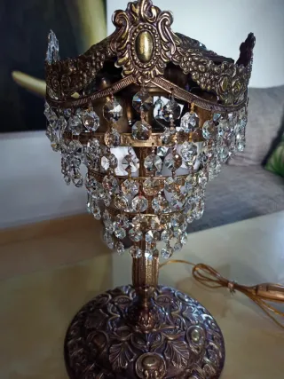 Lámpara de mesa Art-Nouveau Bronce y Cristal