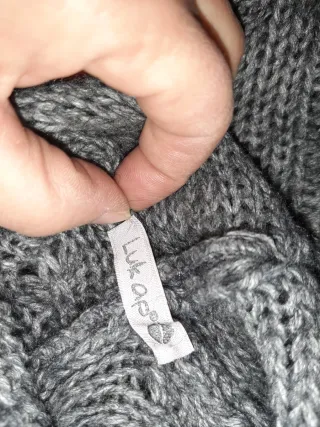 Poncho donna grigio collo alto