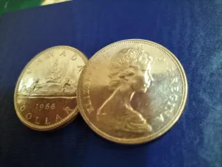 Coppia di Dollari canadesi CANOA 1966 Argento 800