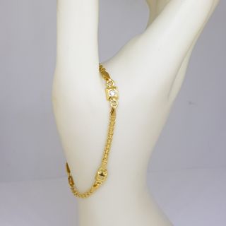 Pulsera 18KT Detalle Cuadrados con Circonitas