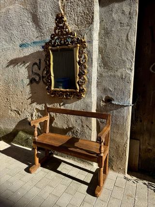 Banco antiguo Francés de roble. siglo 18