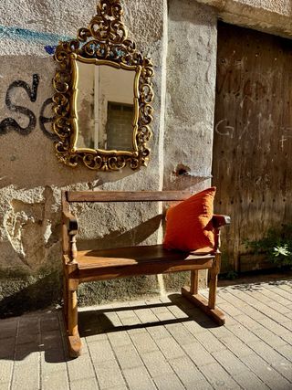 Banco antiguo Francés de roble. siglo 18