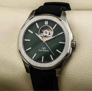 Reloj Murex Suizo Esqueleto Verde Plata