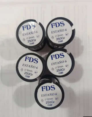 Lote 5 Rollos Estaño 6% plata  FDS 2mm 250Gr