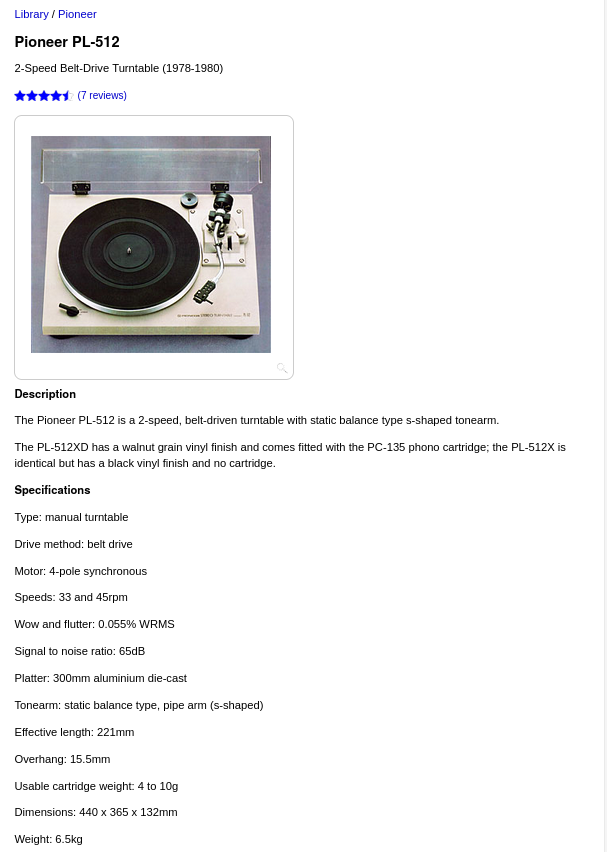 giradischi Pioneer PL512 da restaurare