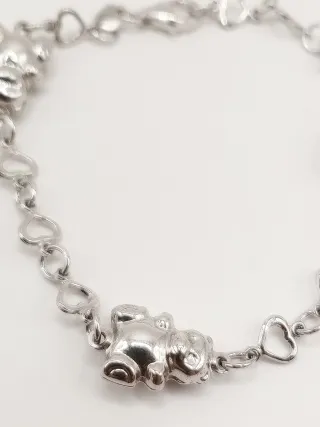 Braccialetto argento 925 donna charm ciondoli orsi