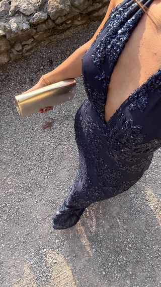 Vestido largo lentejuelas azul