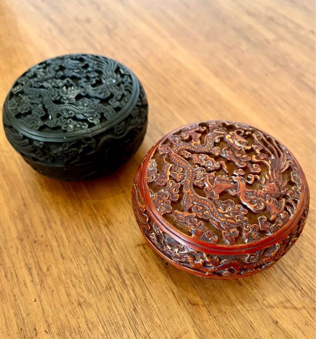 Scatole/inchiostrieri cinesi nero e ocra