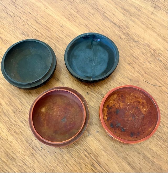 Scatole/inchiostrieri cinesi nero e ocra