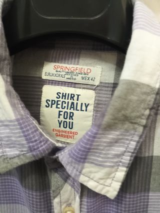 Camisa Springfield cuadros manga larga. Talla XL
