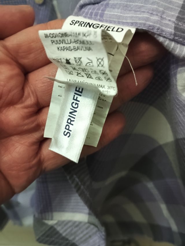 Camisa Springfield cuadros manga larga. Talla XL