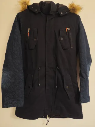 Anorak vintage BXS acolchado vaquero/paño T-L