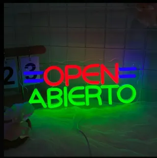 Lampada neon led "OPEN ABIERTO"
