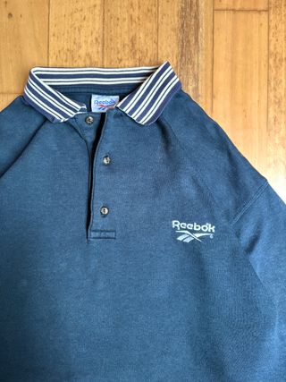 Reebok Polo Sudadera Vintage 90s Cropped Bordado L