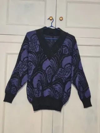 Jersey Vintage Negro y Morado Made in Germany 42/L