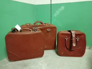 Set 3 maletas vintage de piel