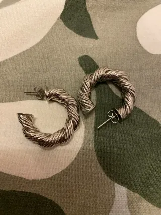 Pendientes Aro Plateados Trenzados