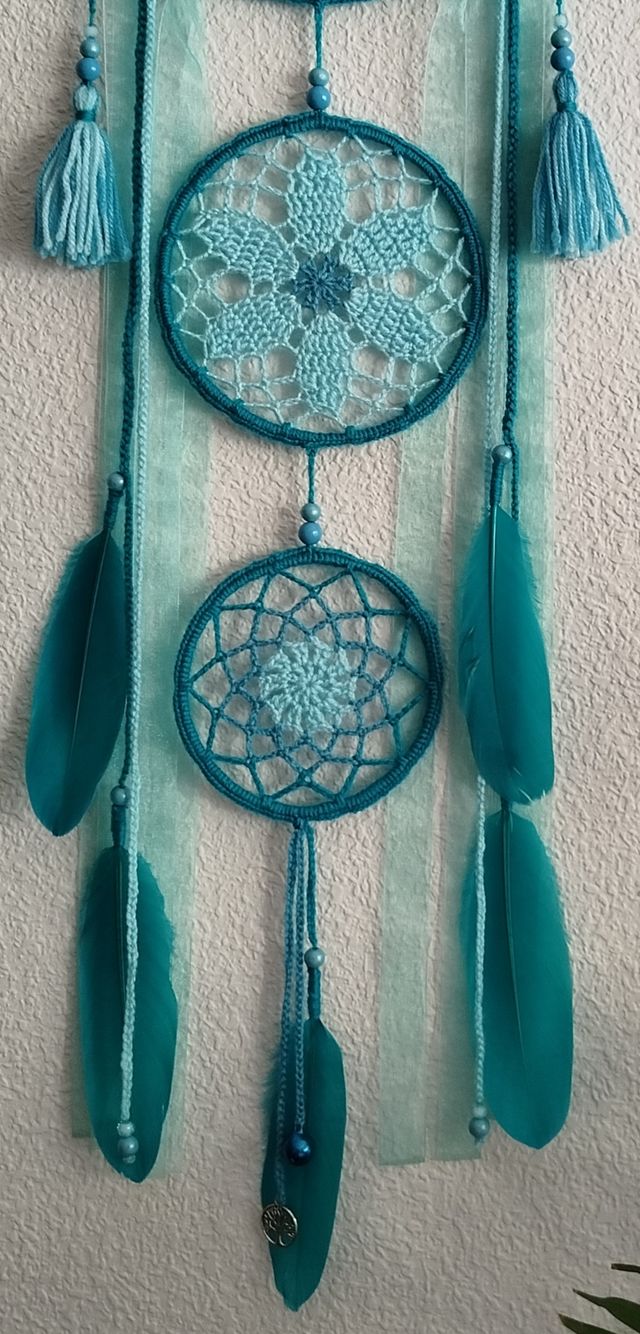 Atrapasueños grande 25 x 85 cm - tonos turquesa