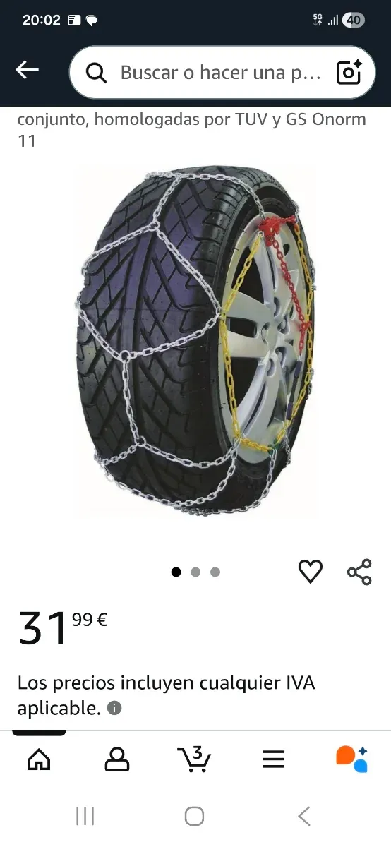 Cadenas para nieve coche Talla 50