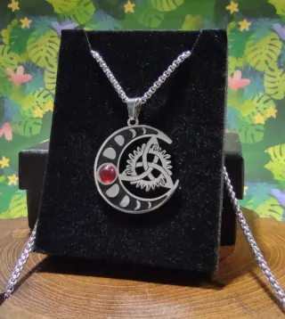 Colgante Acero Luna y Triqueta