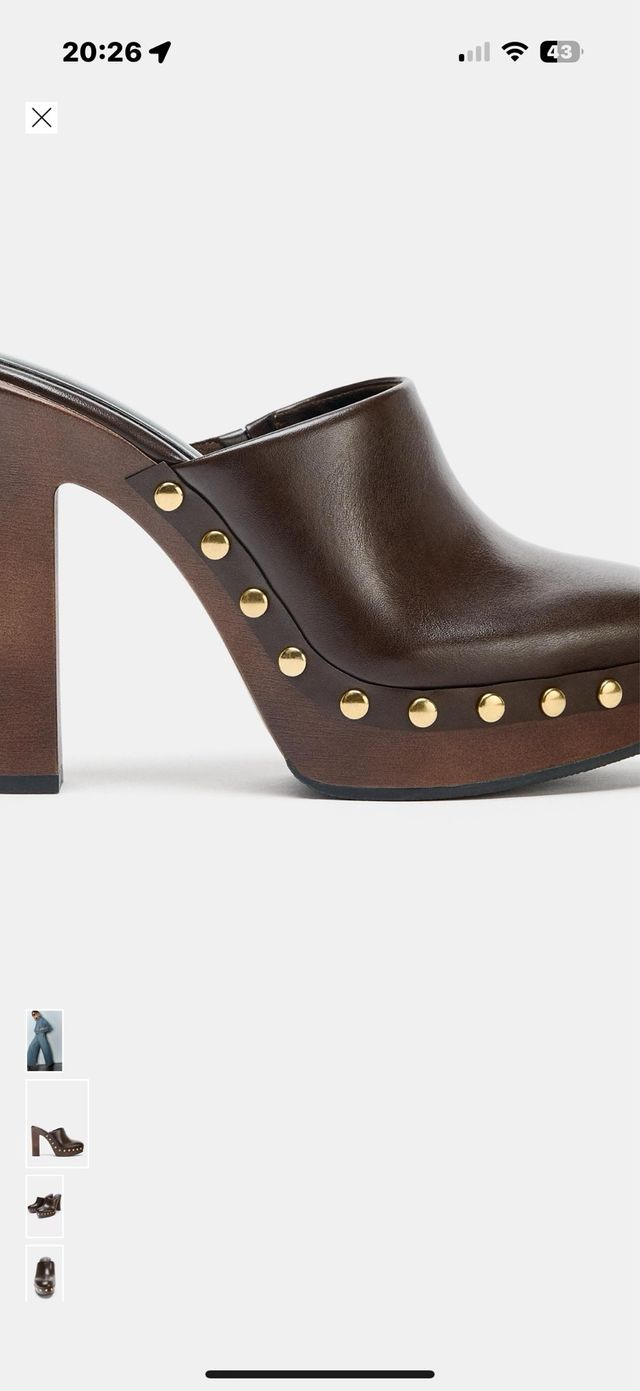 Zuecos tacón Zara marrones talla 38. Tacón 12cm